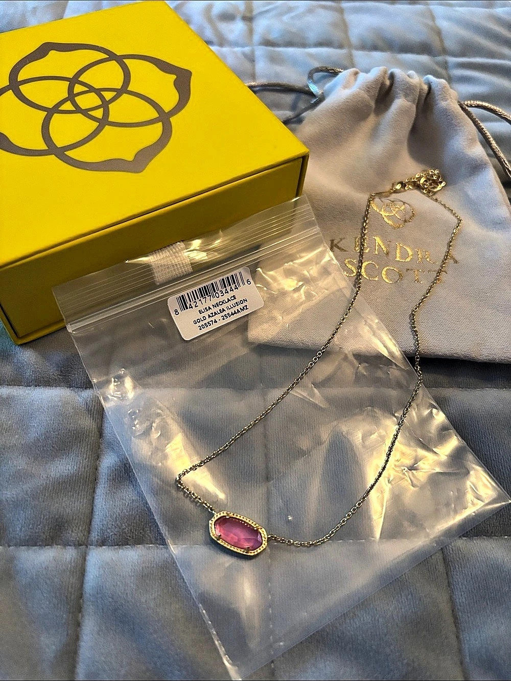 Kendra Scott Elisa Pendant Necklace Pink & Gold NWT